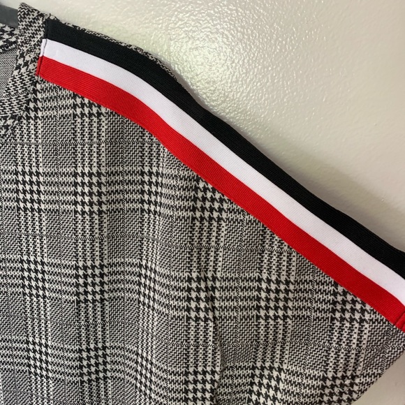 Houndstooth Plaid Dress with Athletic Stripes - Picture 4 of 5